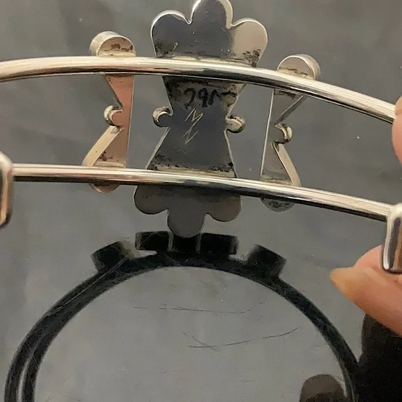 Vtg.SW NativeAmericanIndian Sterling Silver Cuff With Natural Lapis Gemstone. - Picture 5 of 5